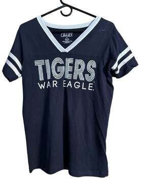 Auburn University Tigers Navy Shimmer Short Sleeve Shirt Size Medium